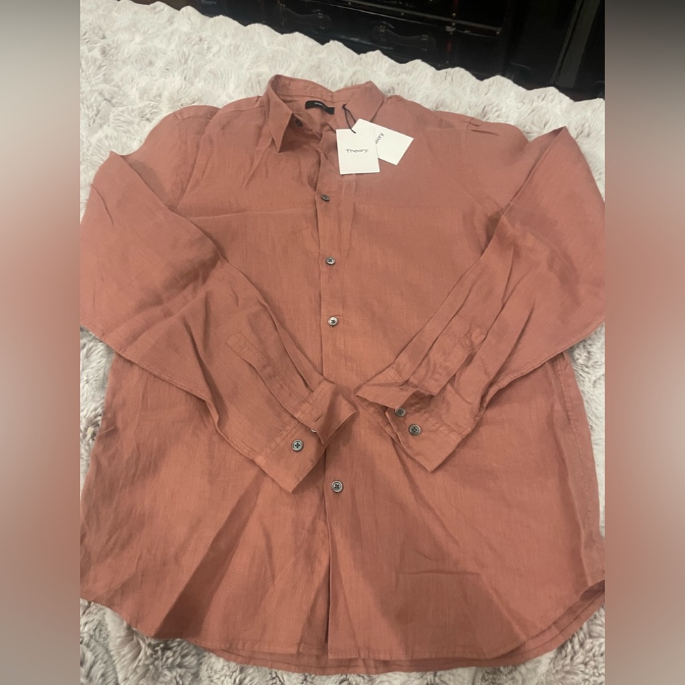 Theory Burlwood Mens Linen Shirt Sz L - Picture 4 of 9
